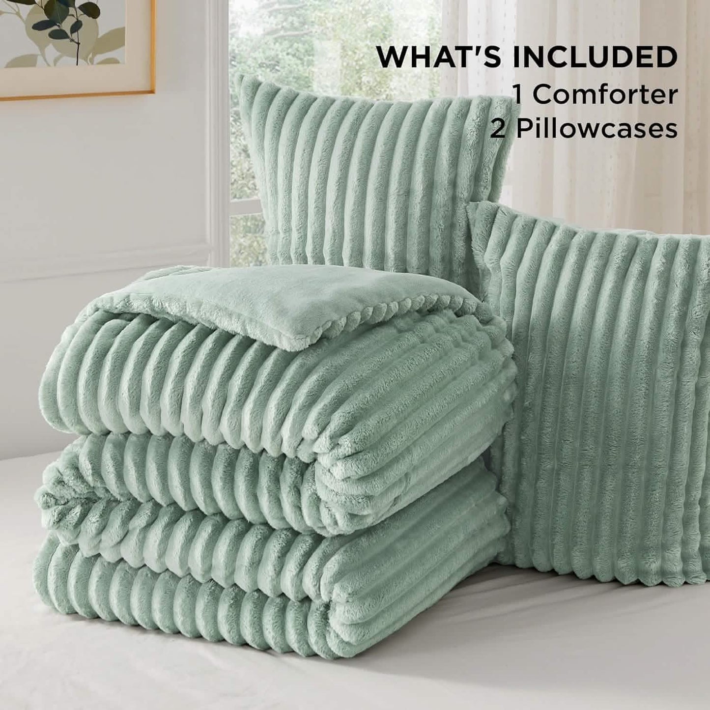 Striped Flannel Comforter Set