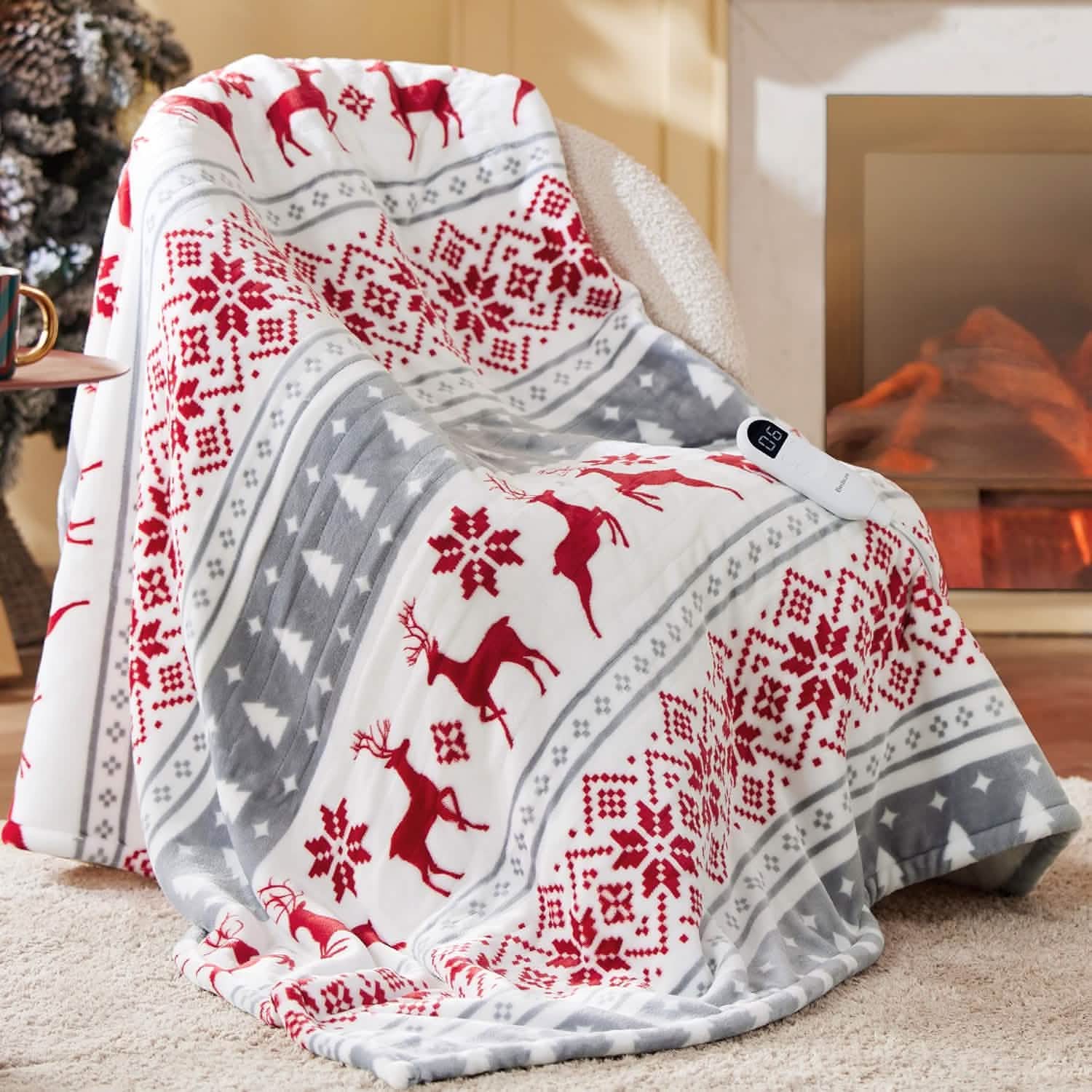 Christmas Flannel Heated Blanket