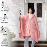 Bedsure Short Shaggy Shepa Hooded Wearable Blanket With Pockets