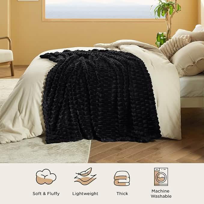 Textured Bubble Flannel Fleece Blanket
