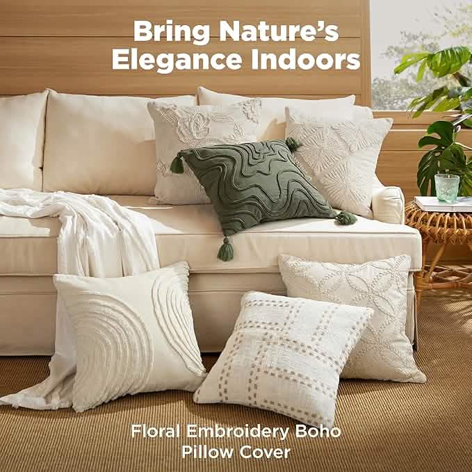 GentleSoft™ Floral Embroidery Boho Pillow Cover