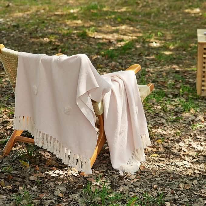 Boho Tufted Cotton Blend Throw Blanket