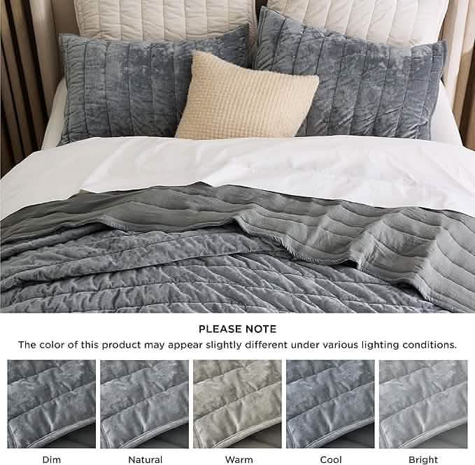 Grace Striped Velvet Quilt Set