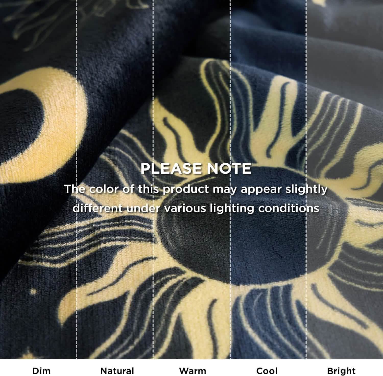 Printed Throw Sherpa Blanket Sun and Moon