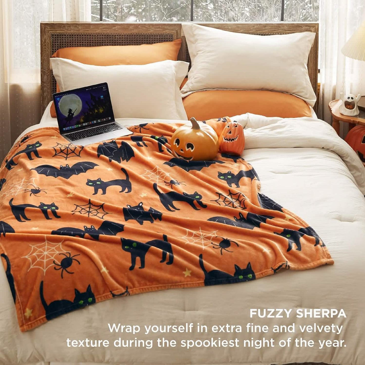 Halloween Blanket Black Orange