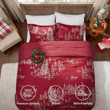 Bedsure Christmas Plaid Comforter Set Red Forest