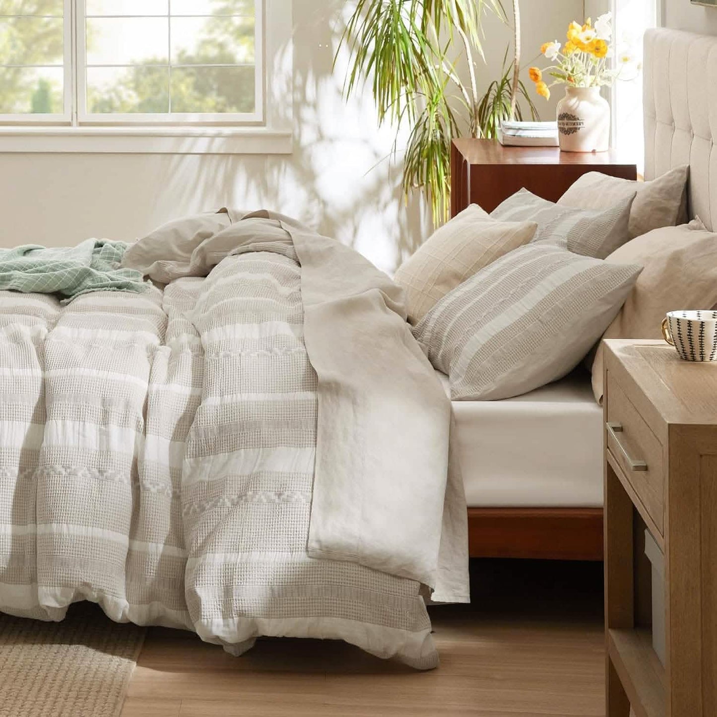 Cotton Boho Waffle Weave Duvet Cover Set