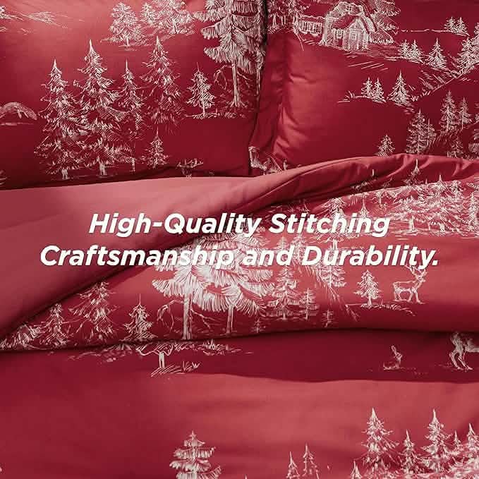 Christmas Plaid Comforter Set Red Forest