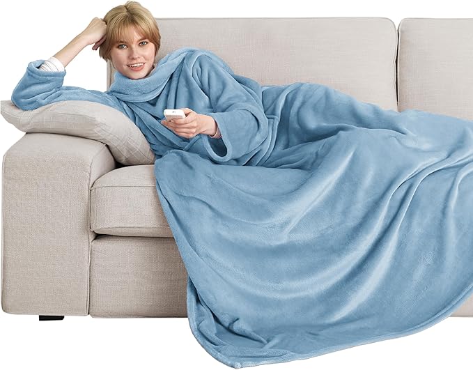 Bedsure Warmth Coverage Flannel Wearable Blanket