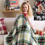 Bedsure Printed Throw Sherpa Blanket christmas Red