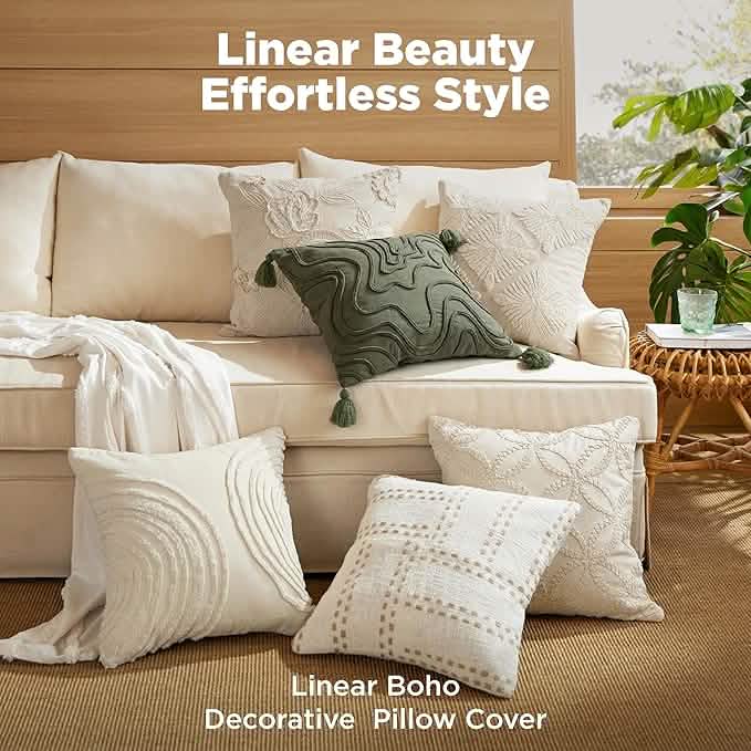 GentleSoft™ Circle Tufted Boho Pillow Cover Dashed