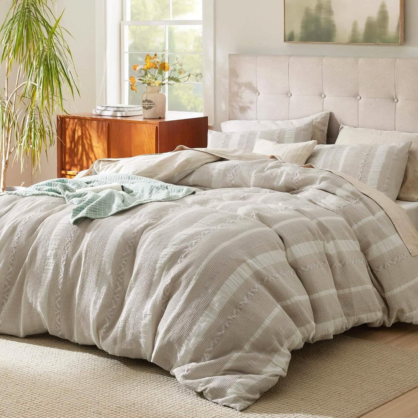 Cotton Boho Waffle Weave Duvet Cover Set