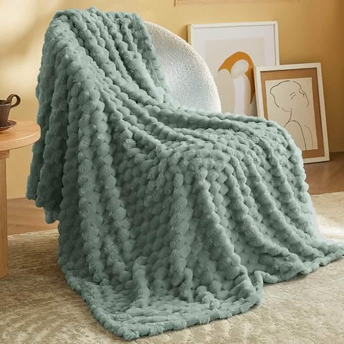 Textured Bubble Flannel Fleece Blanket