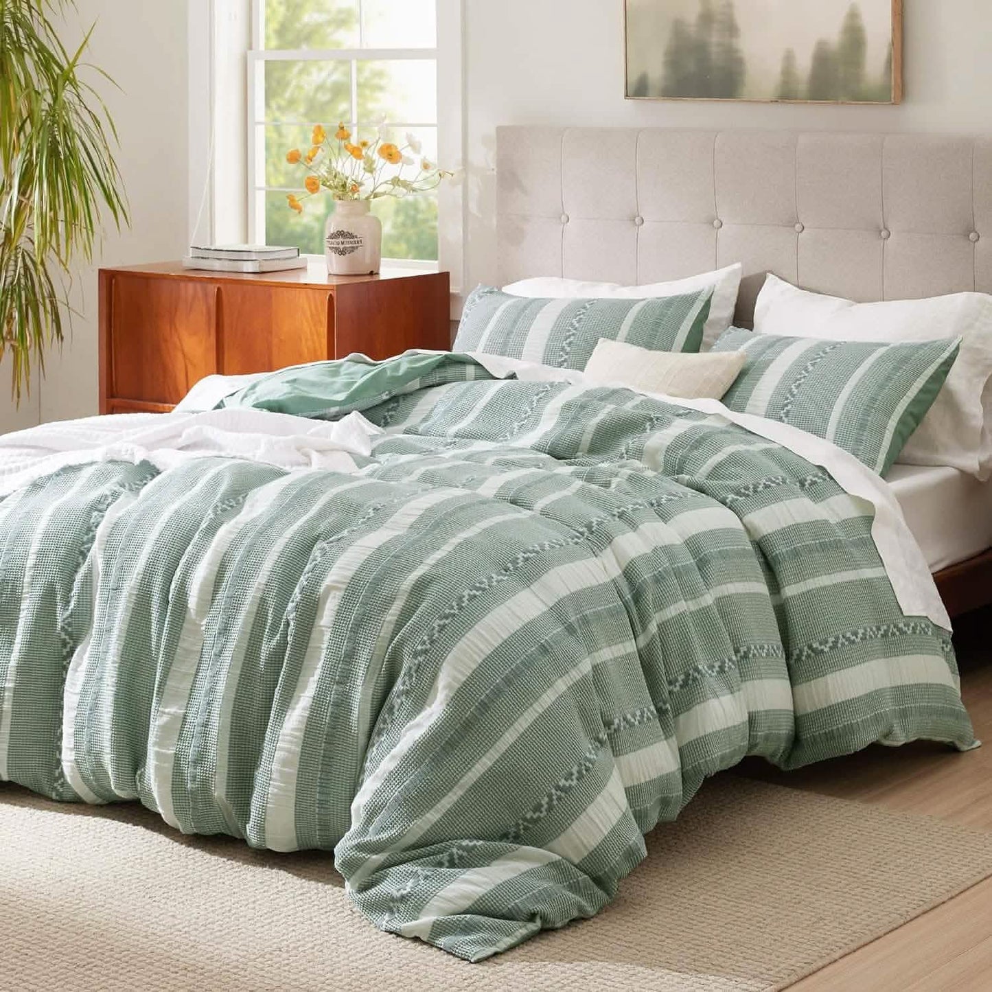 Cotton Boho Waffle Weave Duvet Cover Set