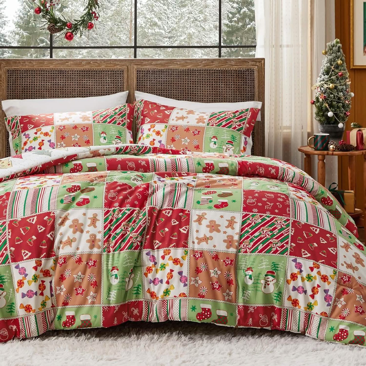 Christmas Plaid Comforter Set Red
