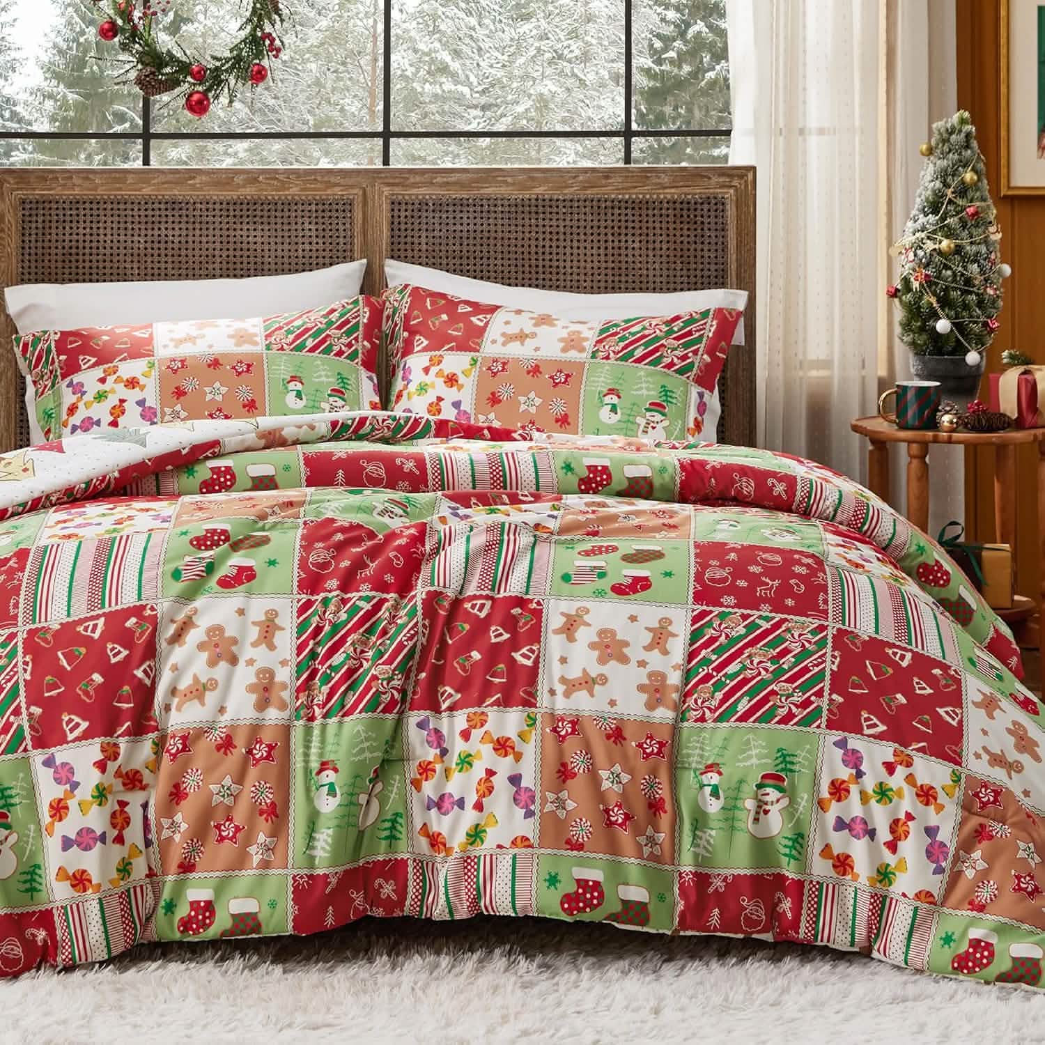 Christmas Plaid Comforter Set Red