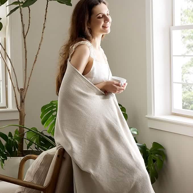 100% Cotton Herringbone Woven Blanket