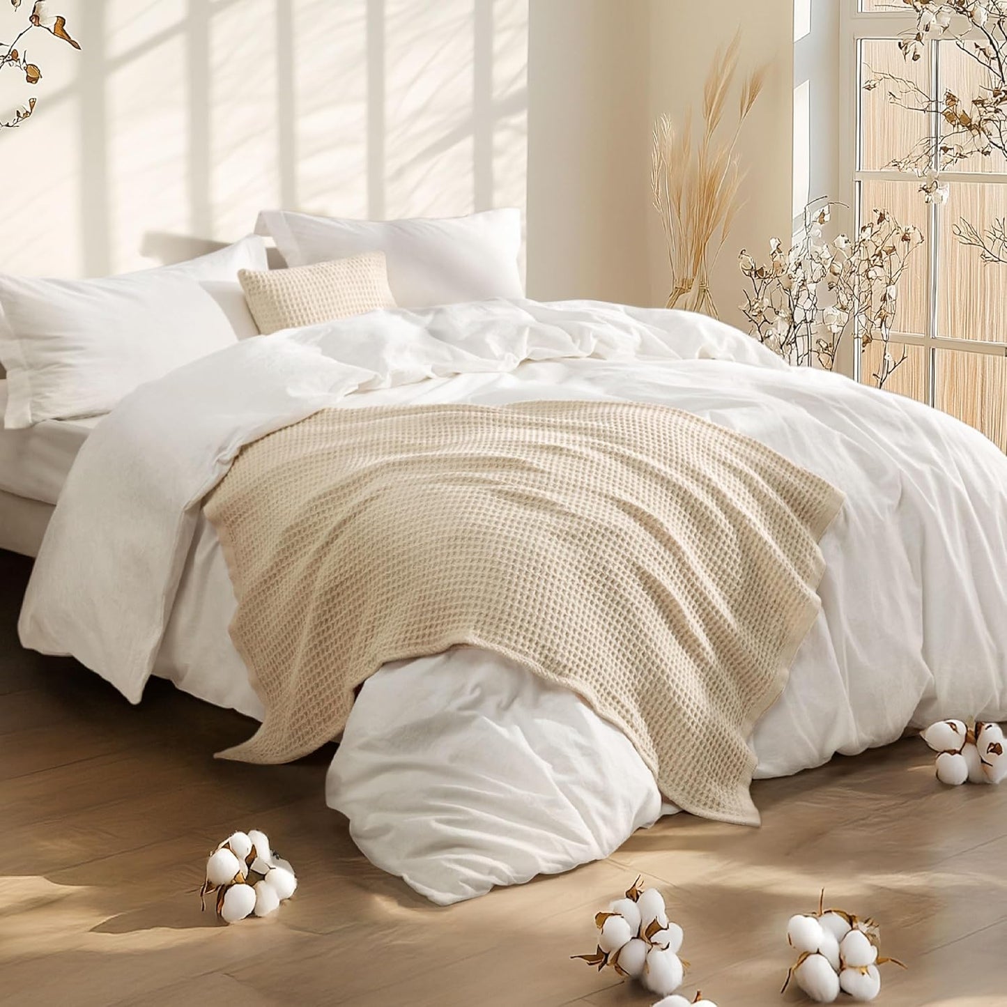 5 Piece Cotton Waffle Weave Bed-in-a-bag