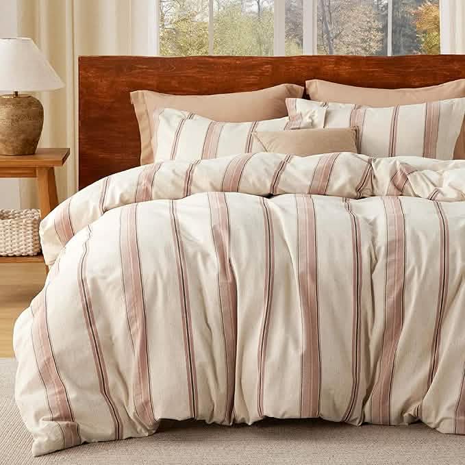 100% Cotton Stripe Textured Jacquard Duvet Cover Set