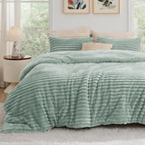 Bedsure Striped Flannel Comforter Set