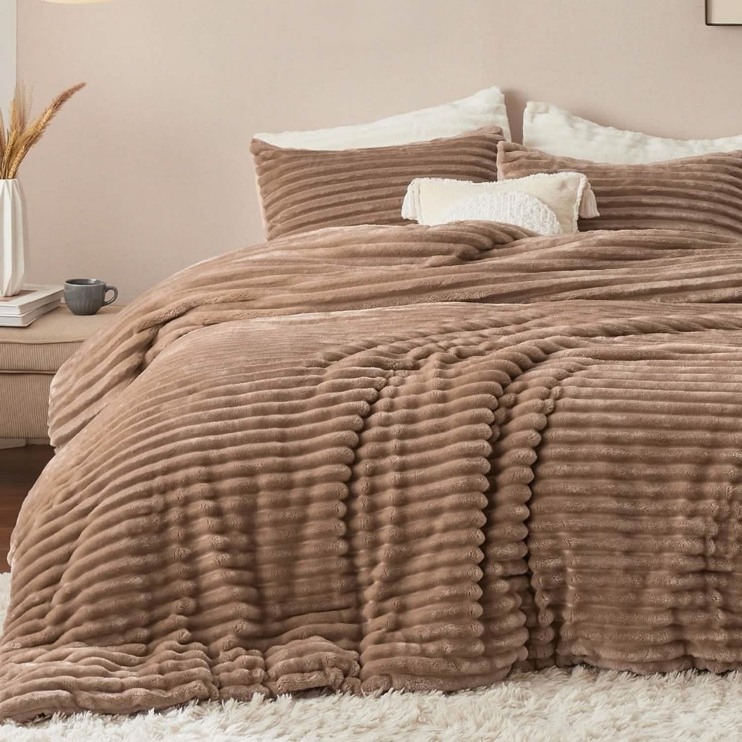 Striped Flannel Comforter Set