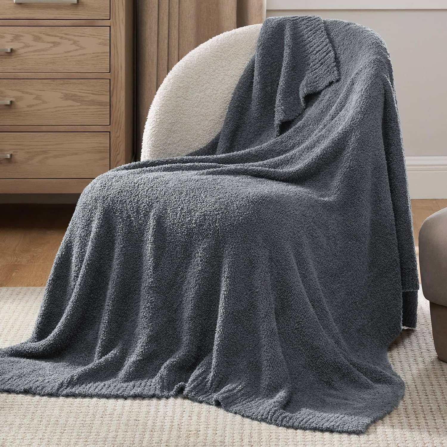 Bedsure Fluffy Fuzzy Plush Knit Throw Blanket