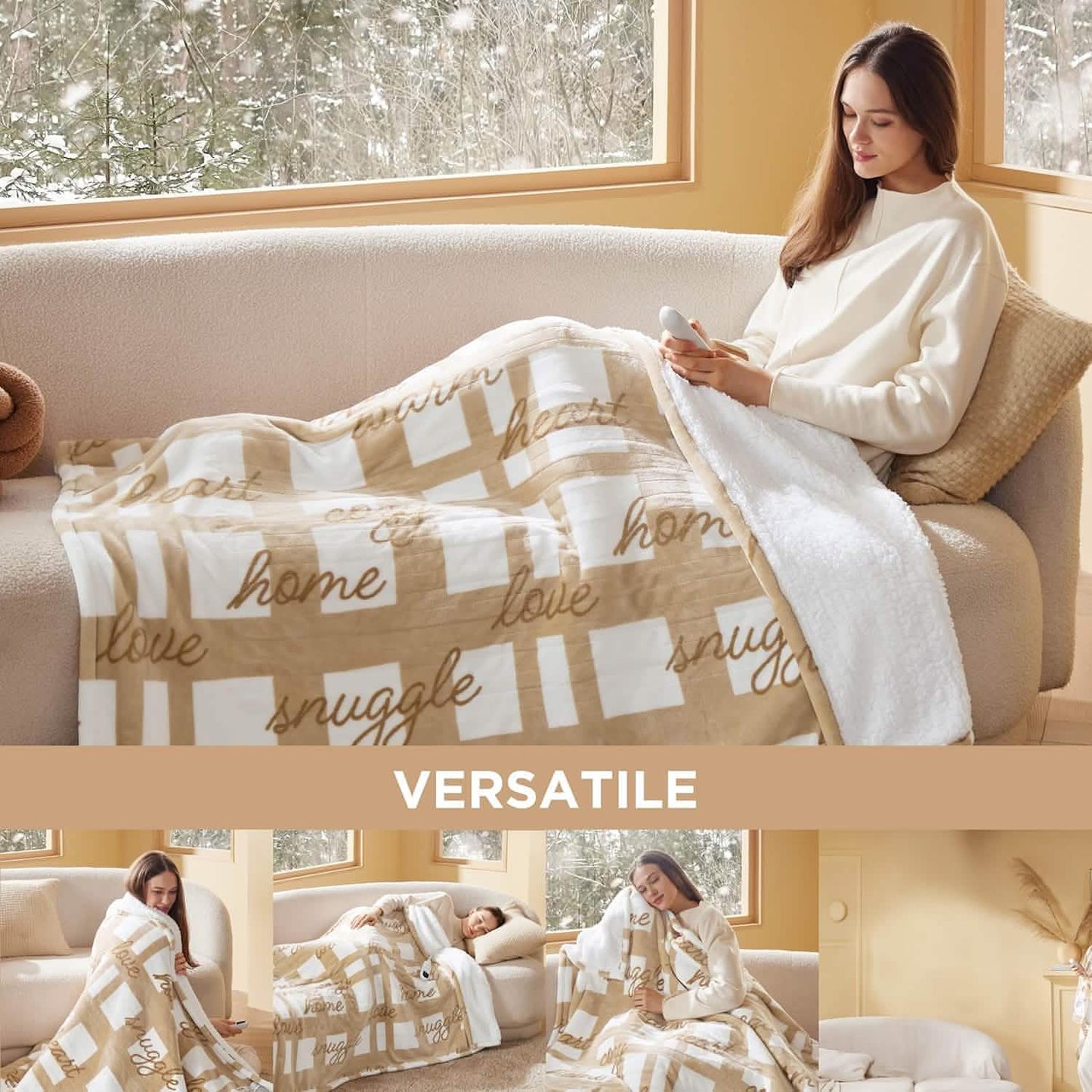 Christmas Printed Flannel Heated Blanket