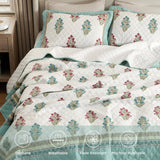 Cotton Patterned  White Quilt Set