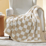 Bedsure Ultra-Soft Double Side Yarn Sherpa Checkered Blanket