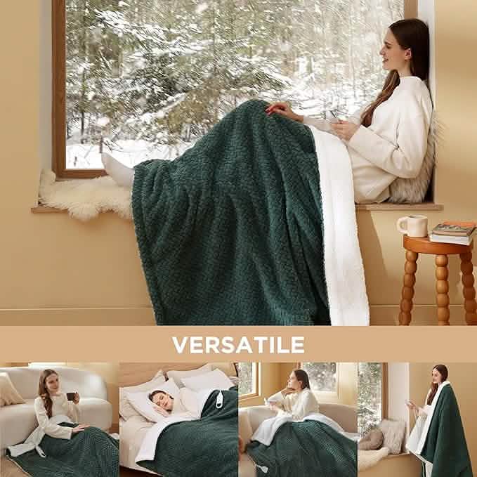 Chevron Shaggy Sherpa Heated Blanket