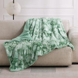 Faux Fur and Sherpa Tie-dye Reversible Blanket