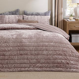 Bedsure Grace Striped Velvet Quilt Set