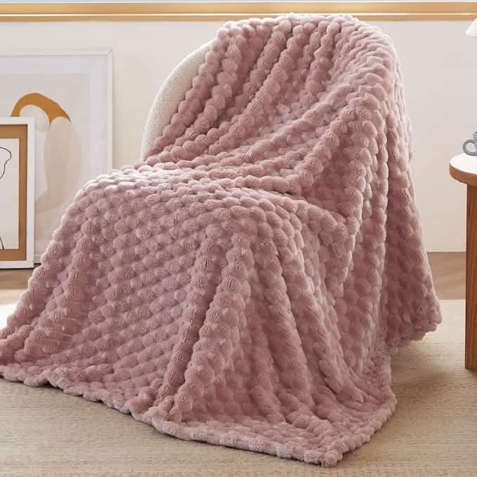 Textured Bubble Flannel Fleece Blanket