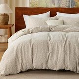 Bedsure 100% Cotton Botanical Scroll Jacquard Duvet Cover Set