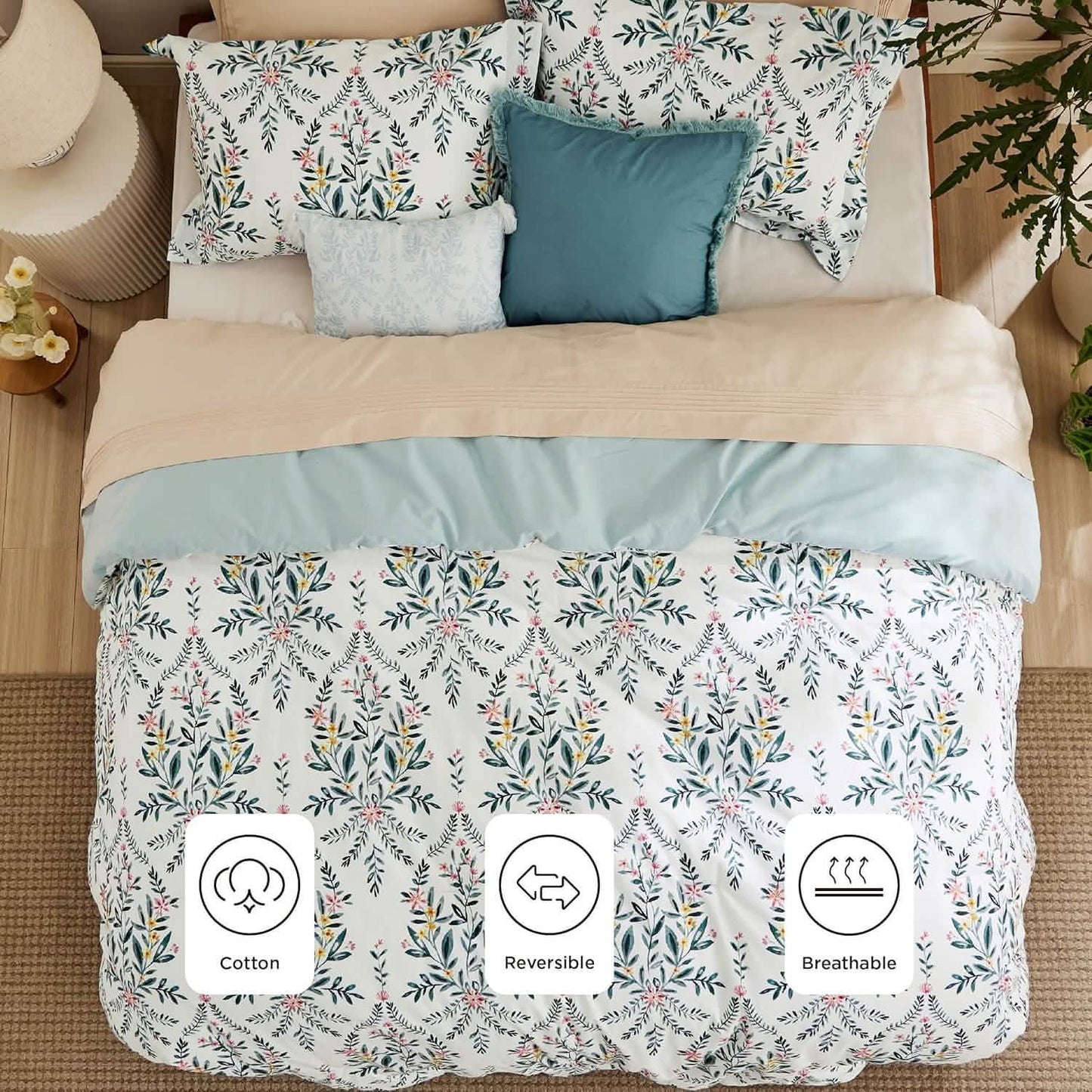 Autumn Floral Bed-in-a-bag Blue