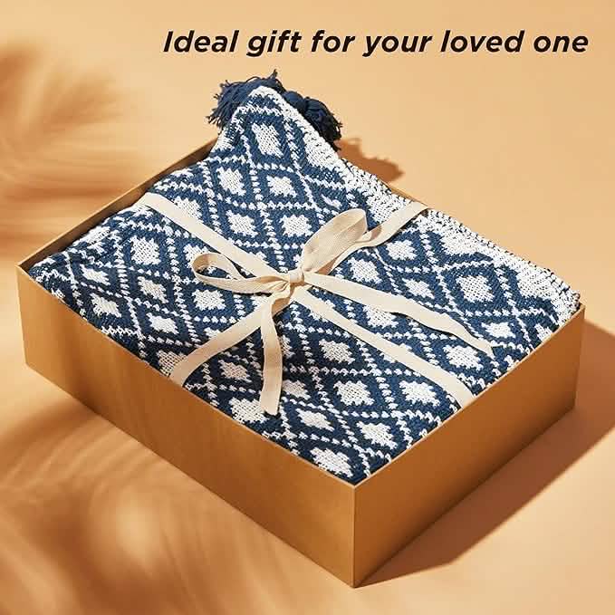 Patterned Boho Throw Blanket With Tassels