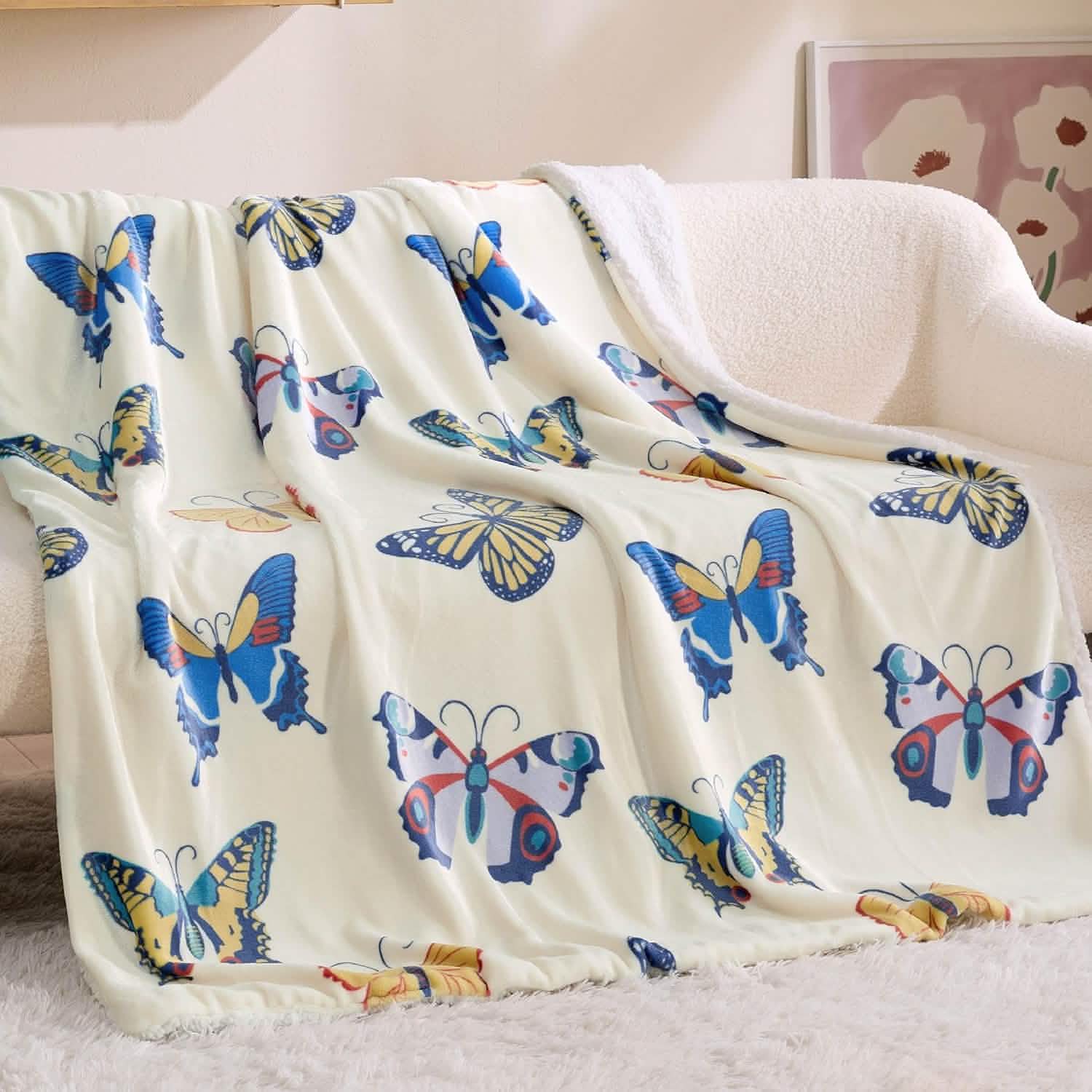 Printed Throw Sherpa Blanket Butterfly