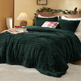 Bedsure Striped Flannel Comforter Set