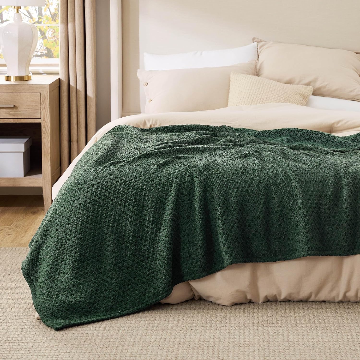 Bedsure Knit Sherpa Reversible Throw Blanket-Grid