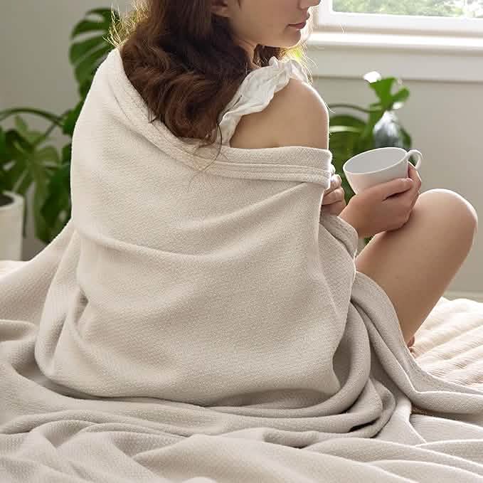 100% Cotton Herringbone Woven Blanket