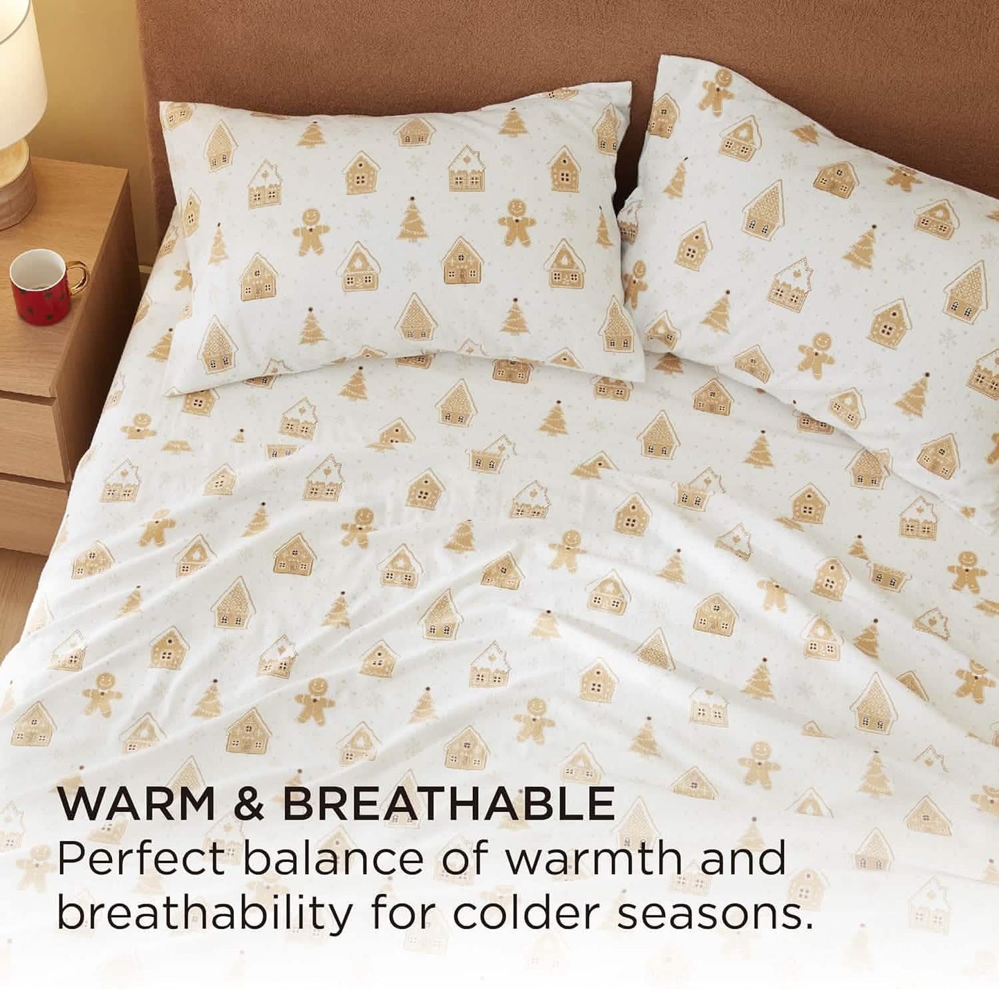 100% Cotton Flannel Sheets Almond Buff
