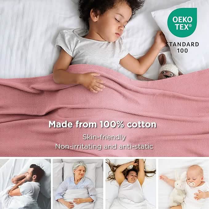 100% Cotton Herringbone Woven Blanket