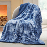 Faux Fur and Sherpa Tie-dye Reversible Blanket