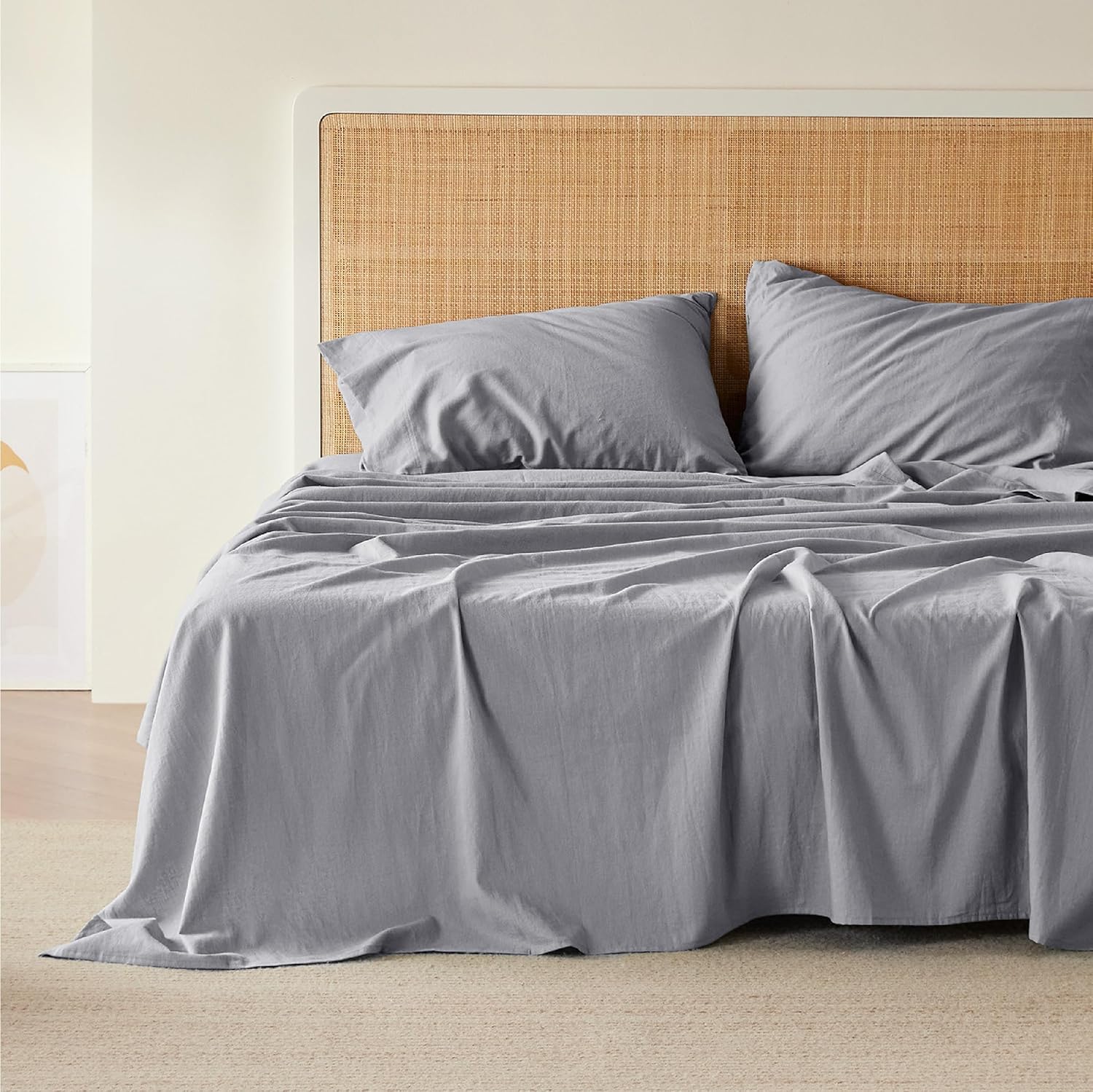 Bedsure Breathable Cotton Linen Bed Sheet Set