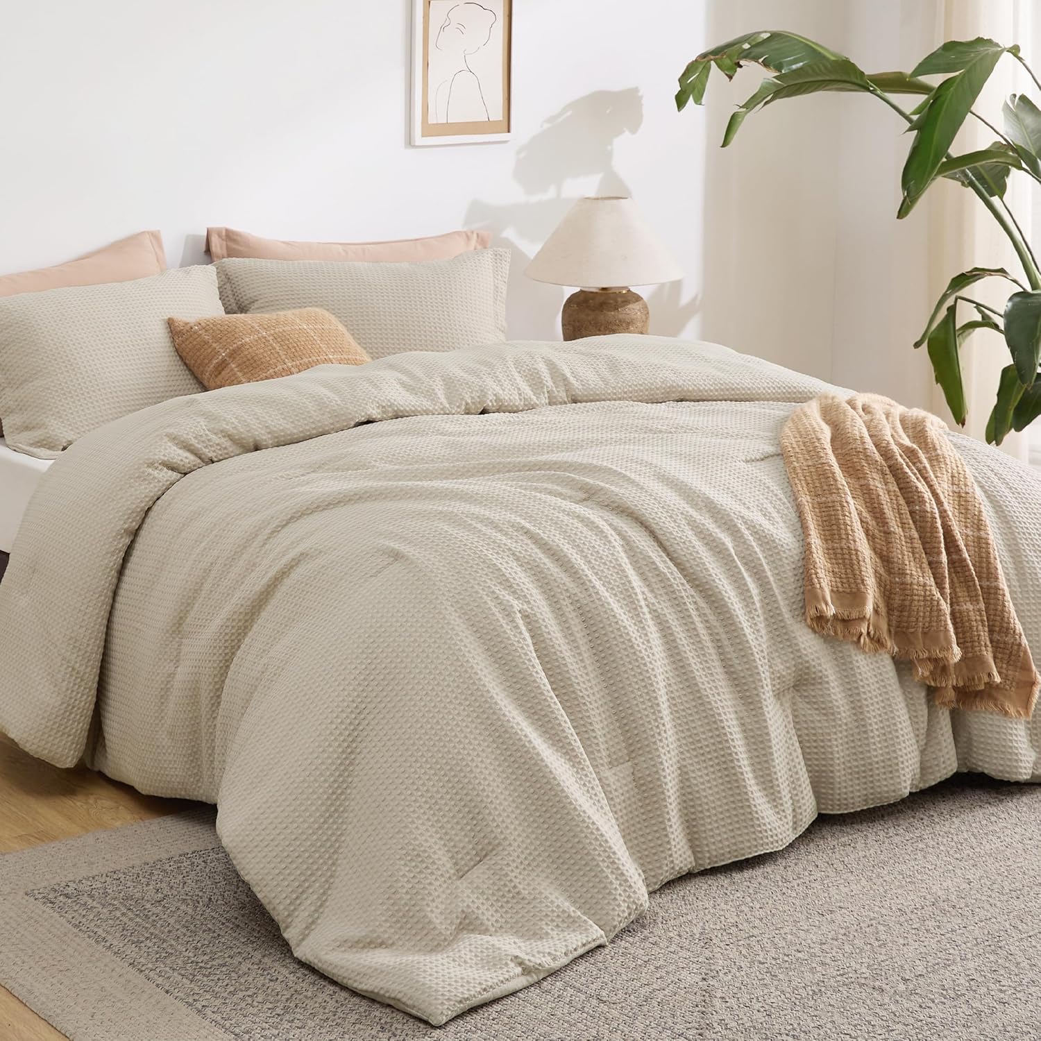 Bedsure Classic Waffle Weave Comforter Set