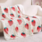 Printed Throw Sherpa Blanket strawberry Dots
