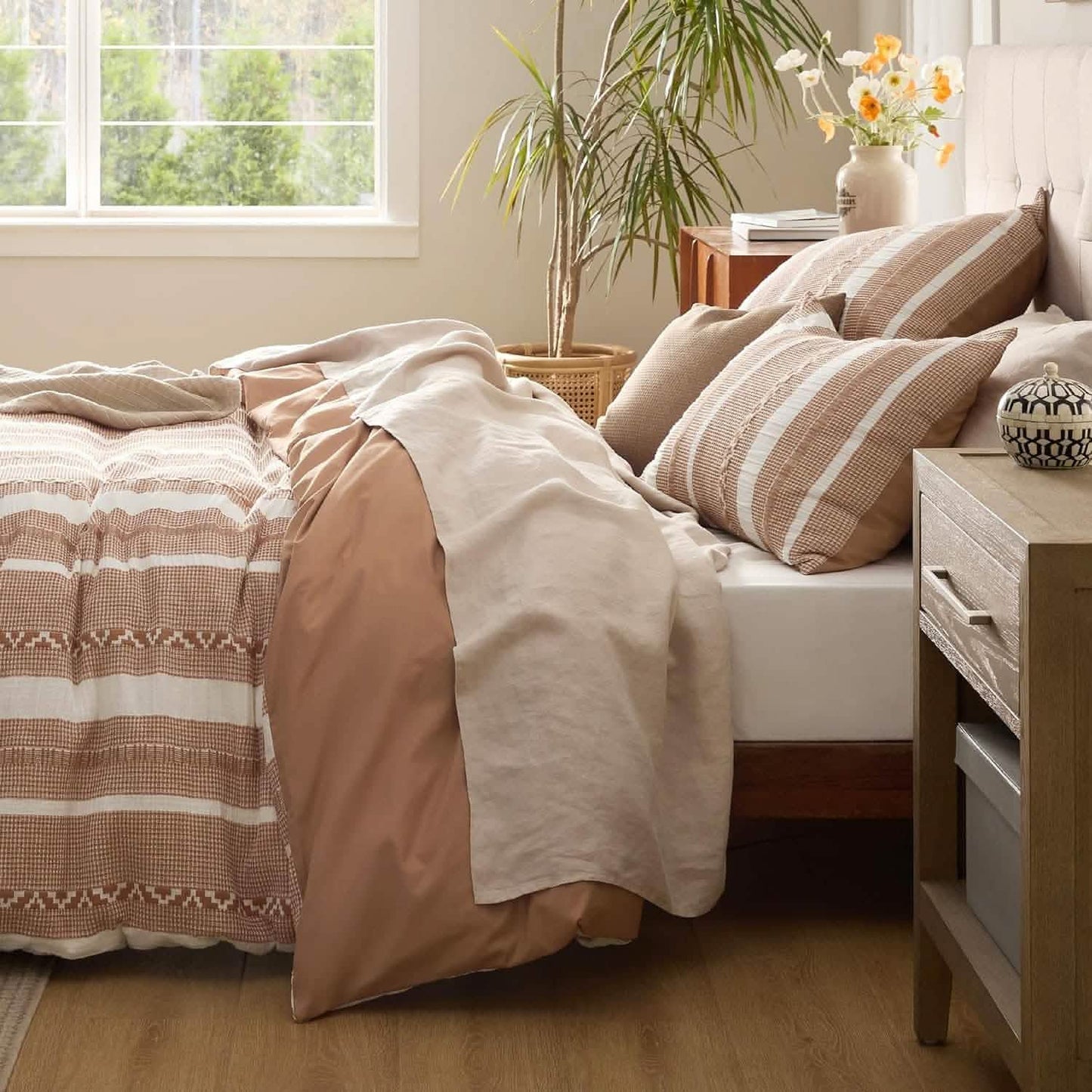 Cotton Boho Waffle Weave Duvet Cover Set