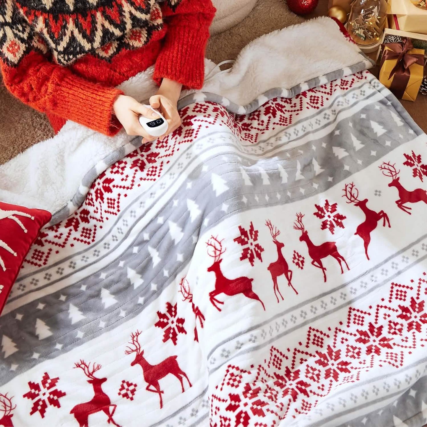 Christmas Flannel Heated Blanket