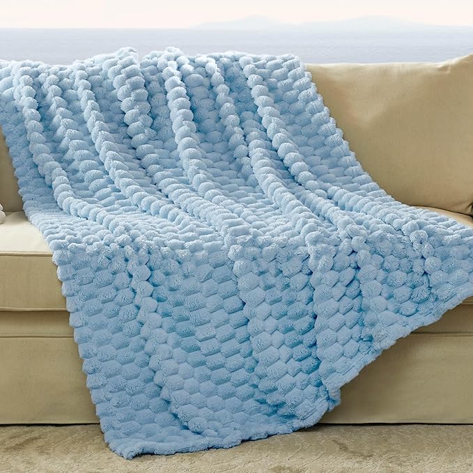 Bedsure Textured Bubble Flannel Fleece Blanket