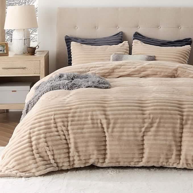 Striped Flannel Duvet Cover Set
